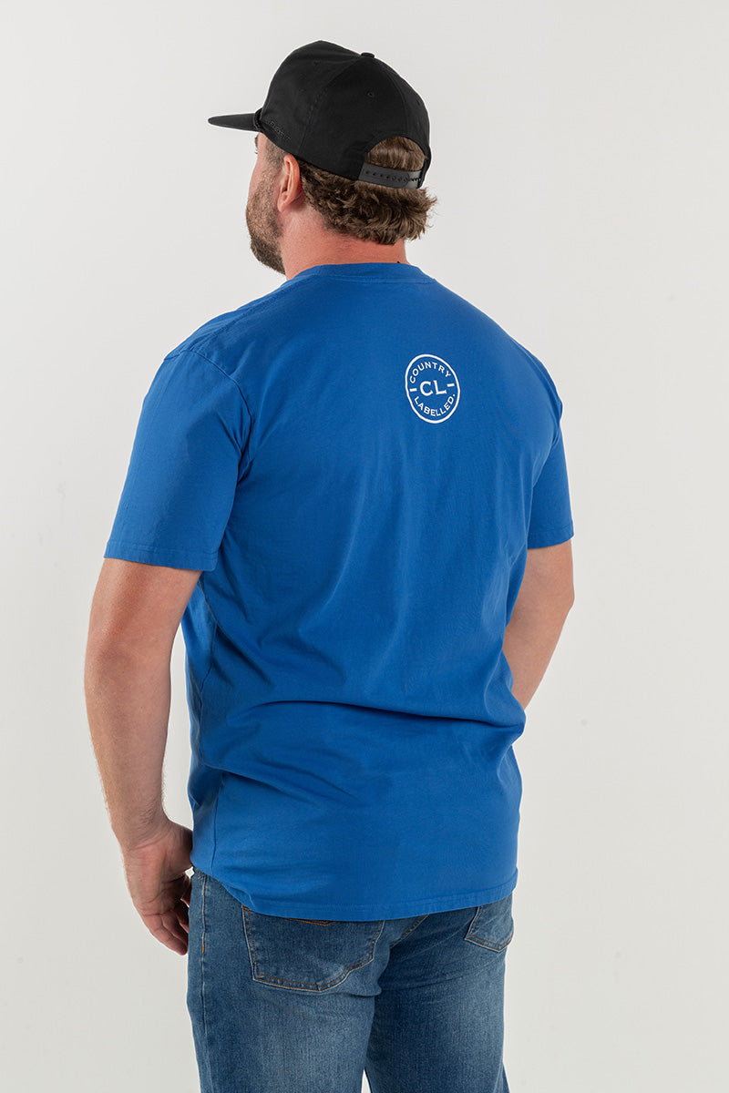 Mens Classic Signature CL T Shirt - Royal Blue - Cowboy All Day Logo