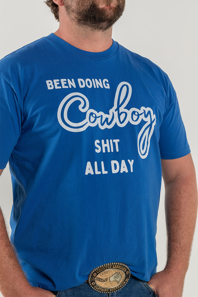 Mens Classic Signature CL T Shirt - Royal Blue - Cowboy All Day Logo