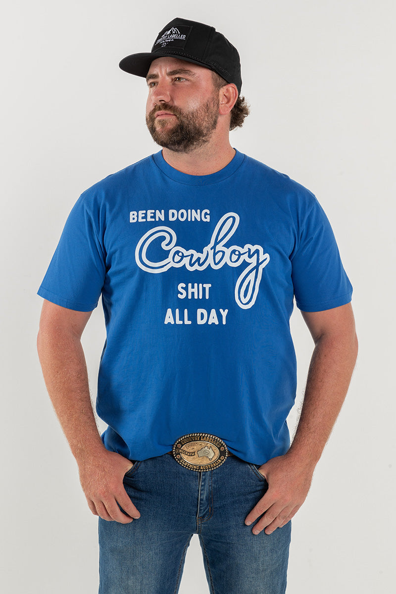 Mens Classic Signature CL T Shirt - Royal Blue - Cowboy All Day Logo