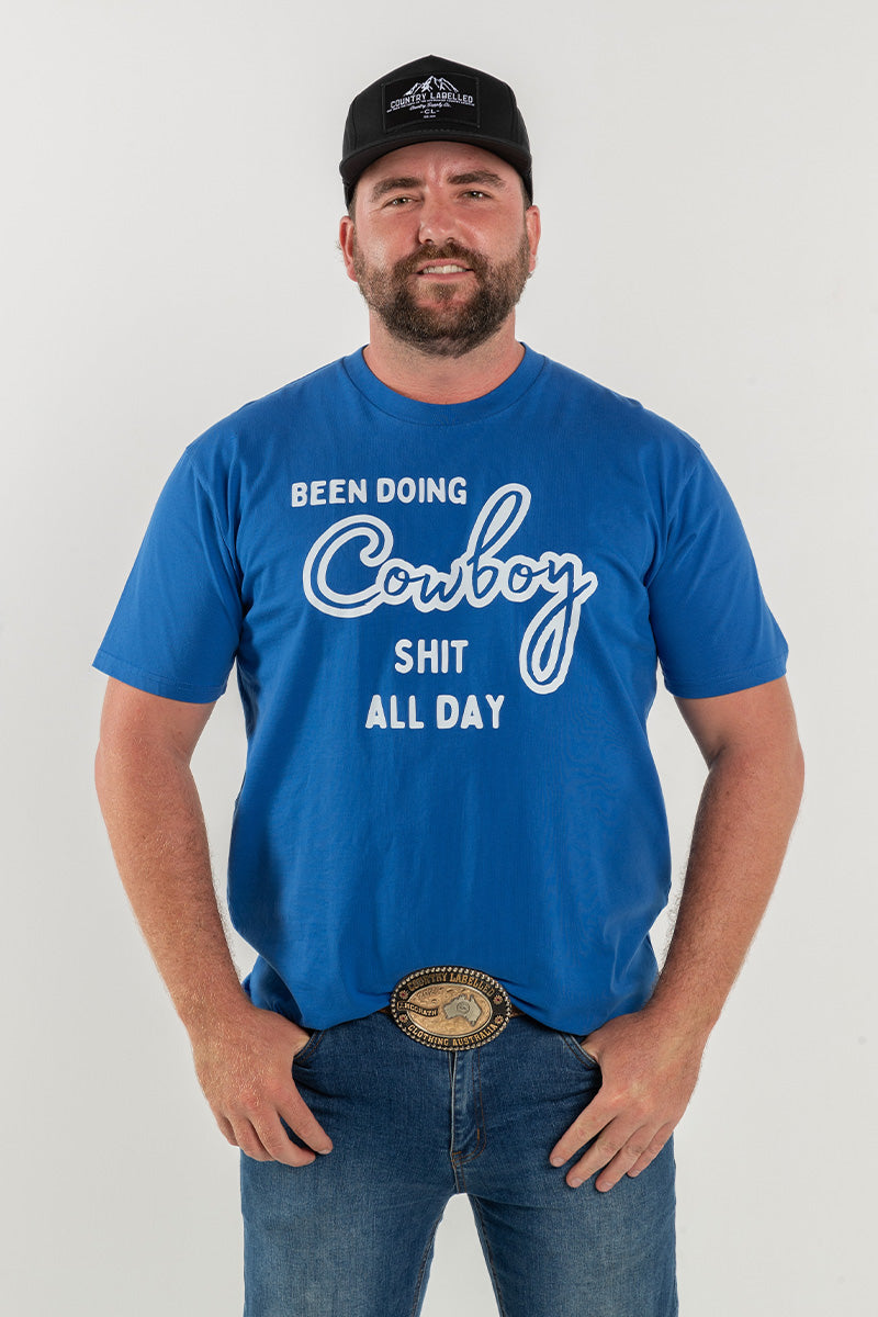 Mens Classic Signature CL T Shirt - Royal Blue - Cowboy All Day Logo