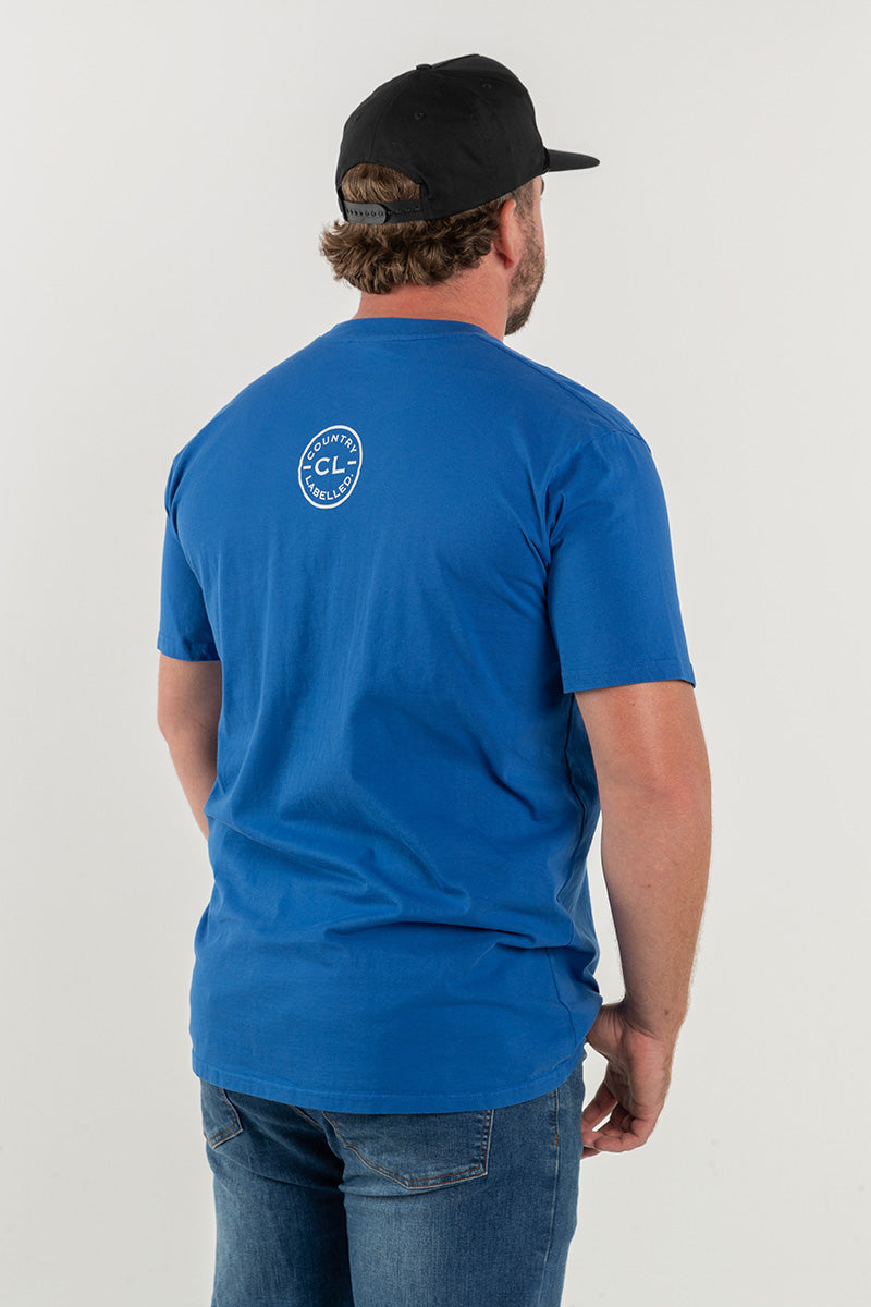 Mens Classic Signature CL T Shirt - Royal Blue - Cowboy All Day Logo