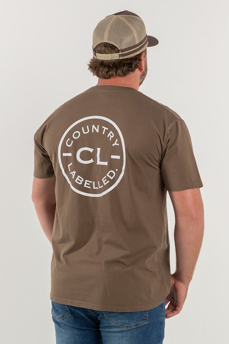 Mens Classic Signature CL T Shirt - Walnut - White Logo