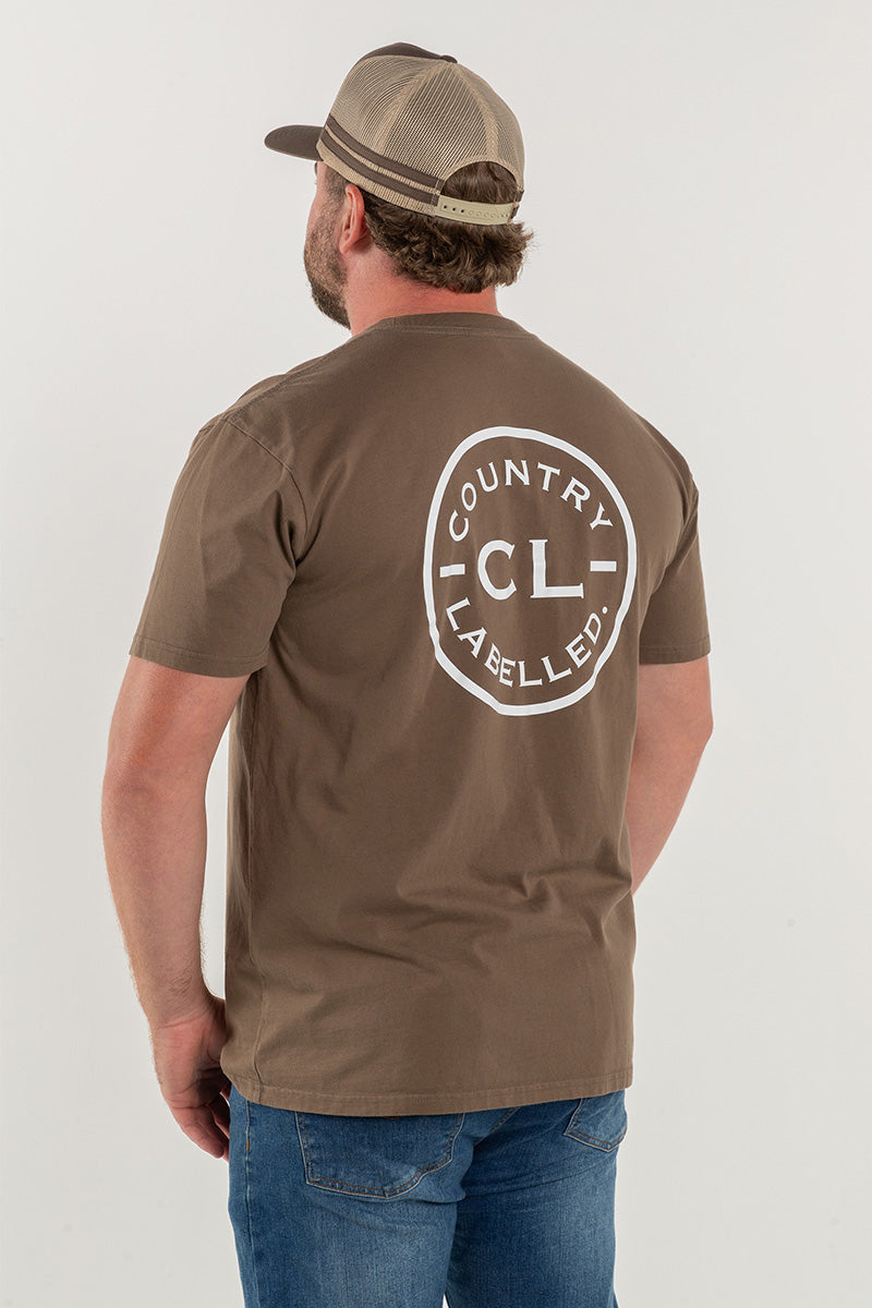 Mens Classic Signature CL T Shirt - Walnut - White Logo