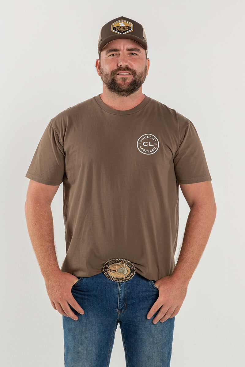 Mens Classic Signature CL T Shirt - Walnut - White Logo