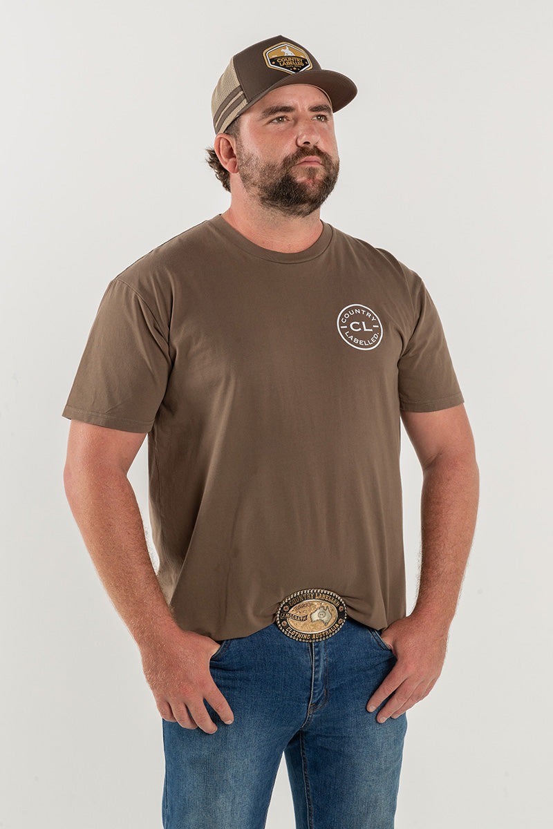 Mens Classic Signature CL T Shirt - Walnut - White Logo