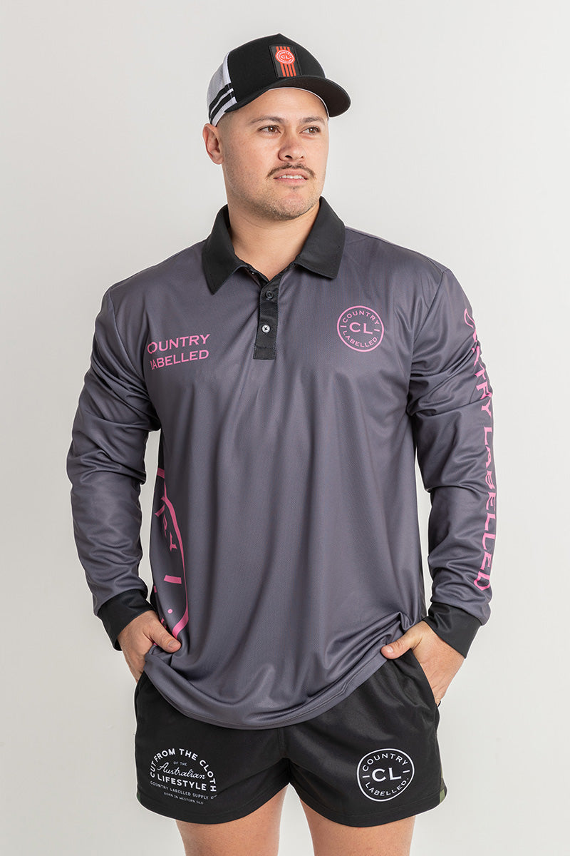 Signature Fishing Shirt - Storm Grey & Pink