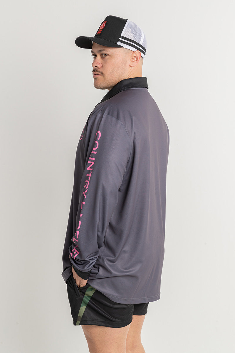 Signature Fishing Shirt - Storm Grey & Pink