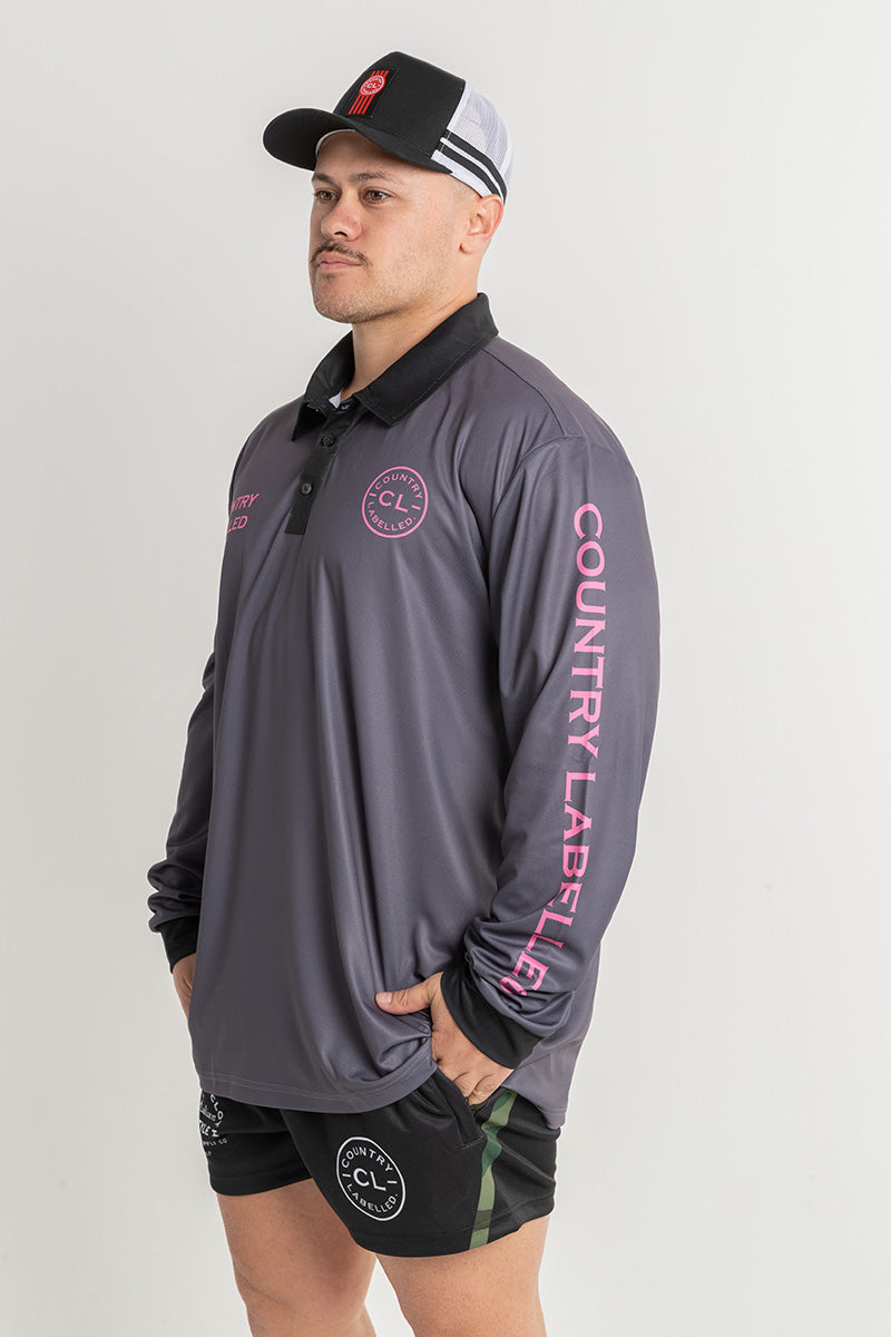 Signature Fishing Shirt - Storm Grey & Pink