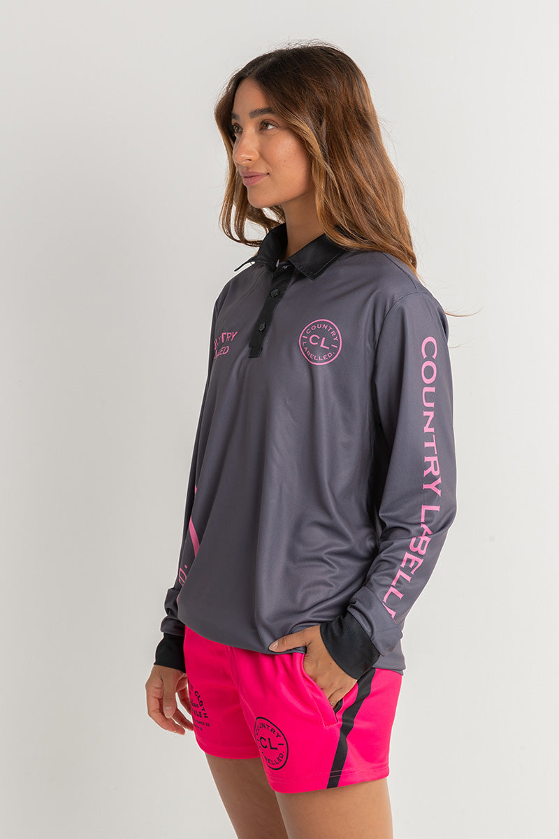 Signature Fishing Shirt - Storm Grey & Pink