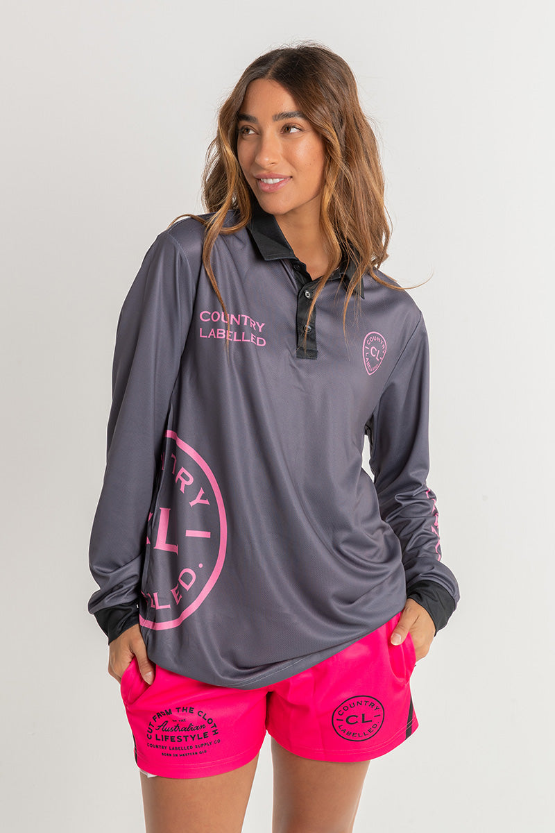 Signature Fishing Shirt - Storm Grey & Pink