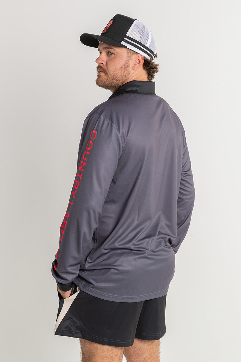 Signature Fishing Shirt - Storm Grey & Red