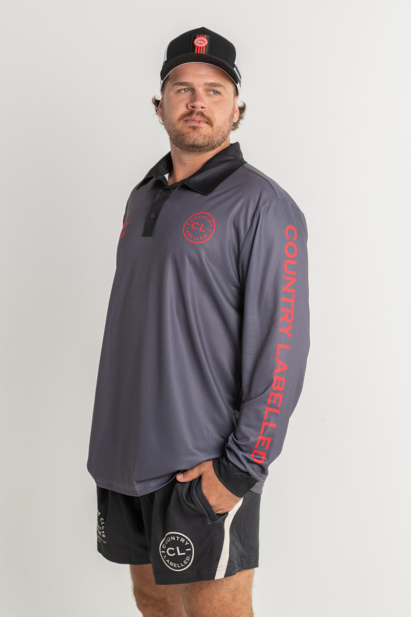 Signature Fishing Shirt - Storm Grey & Red