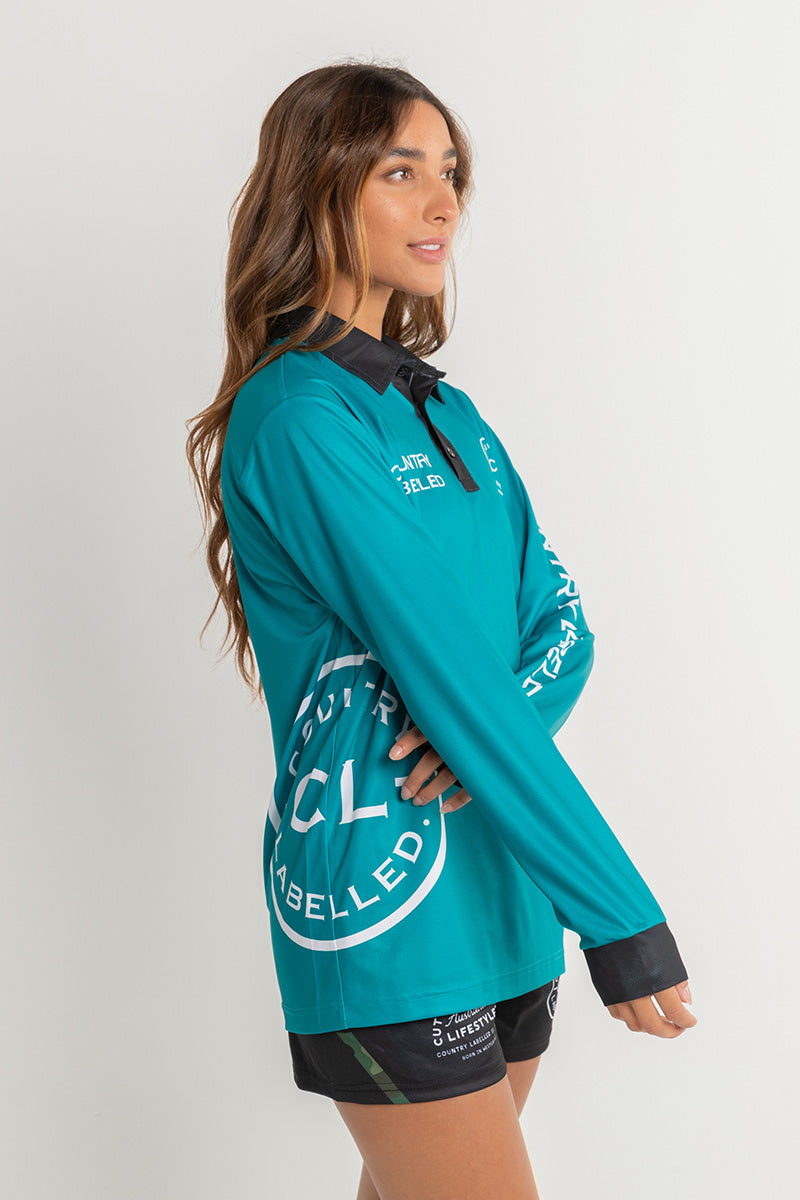 Signature Fishing Shirt - Teal & White