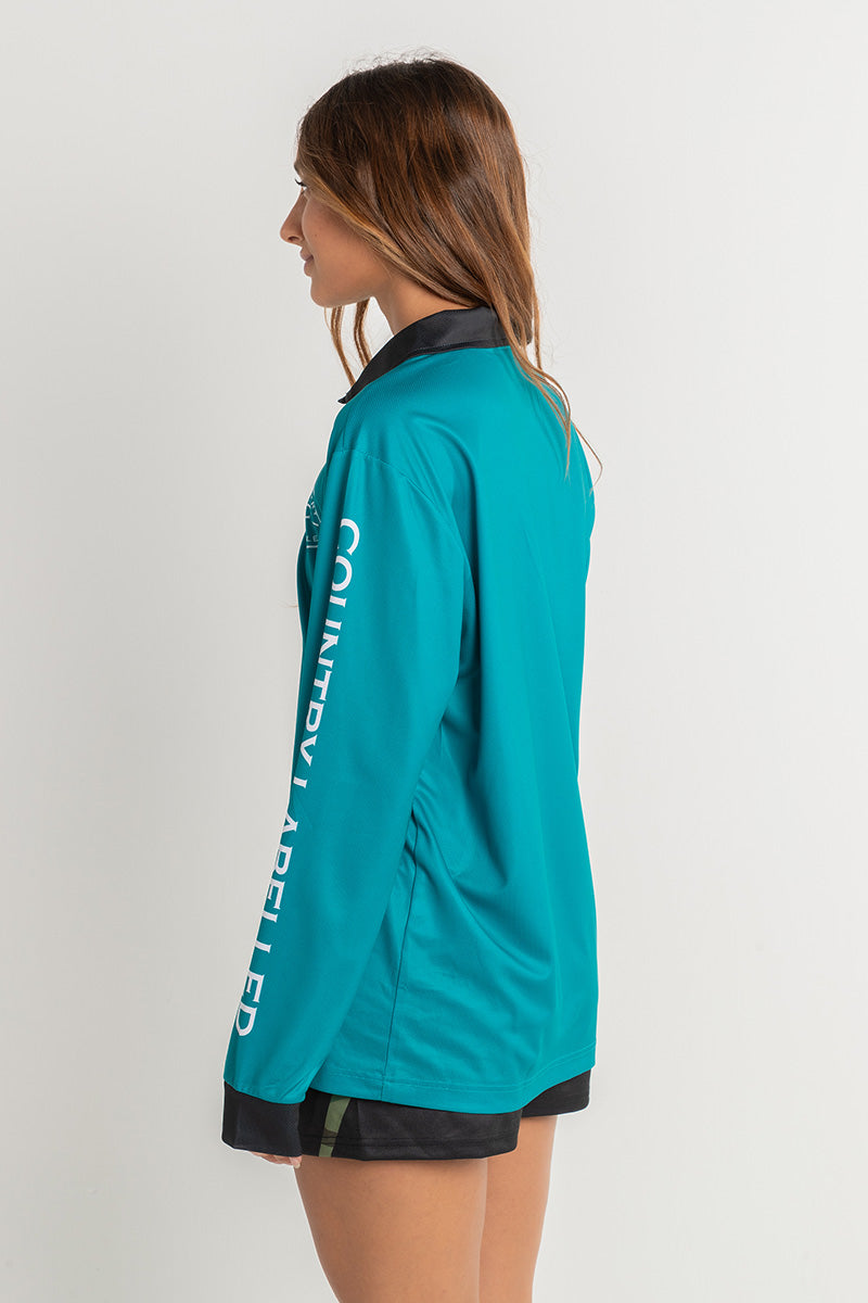 Signature Fishing Shirt - Teal & White