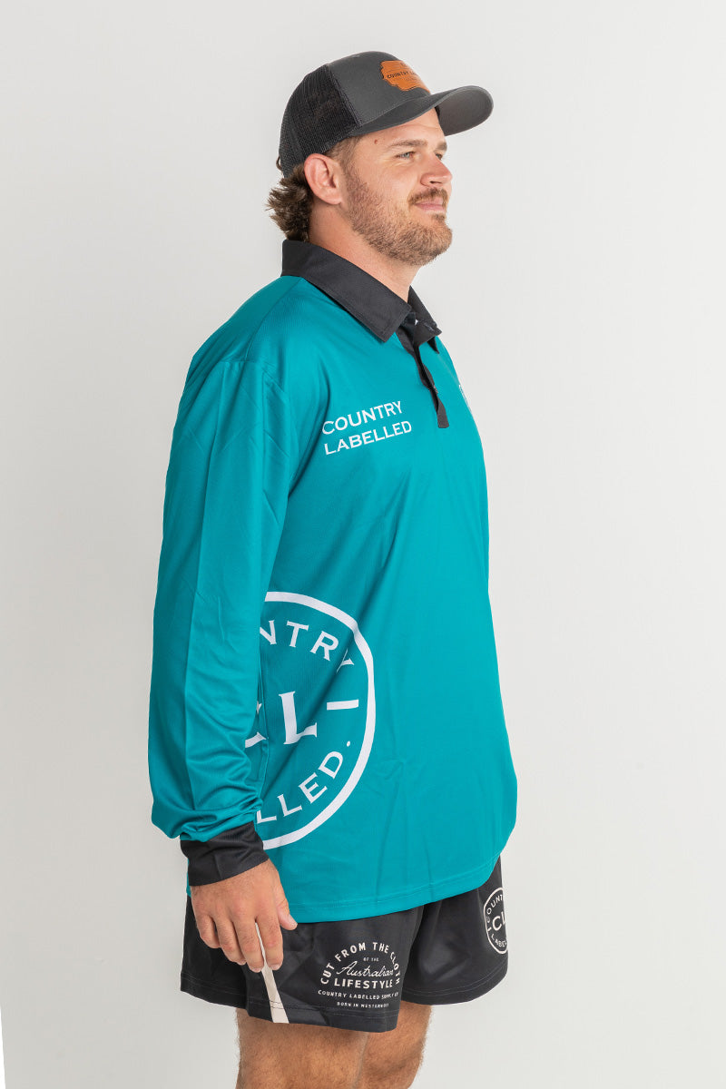 Signature Fishing Shirt - Teal & White