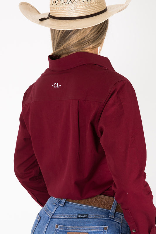 THE MATILDA FULL BUTTON WORK SHIRT - BURGUNDY