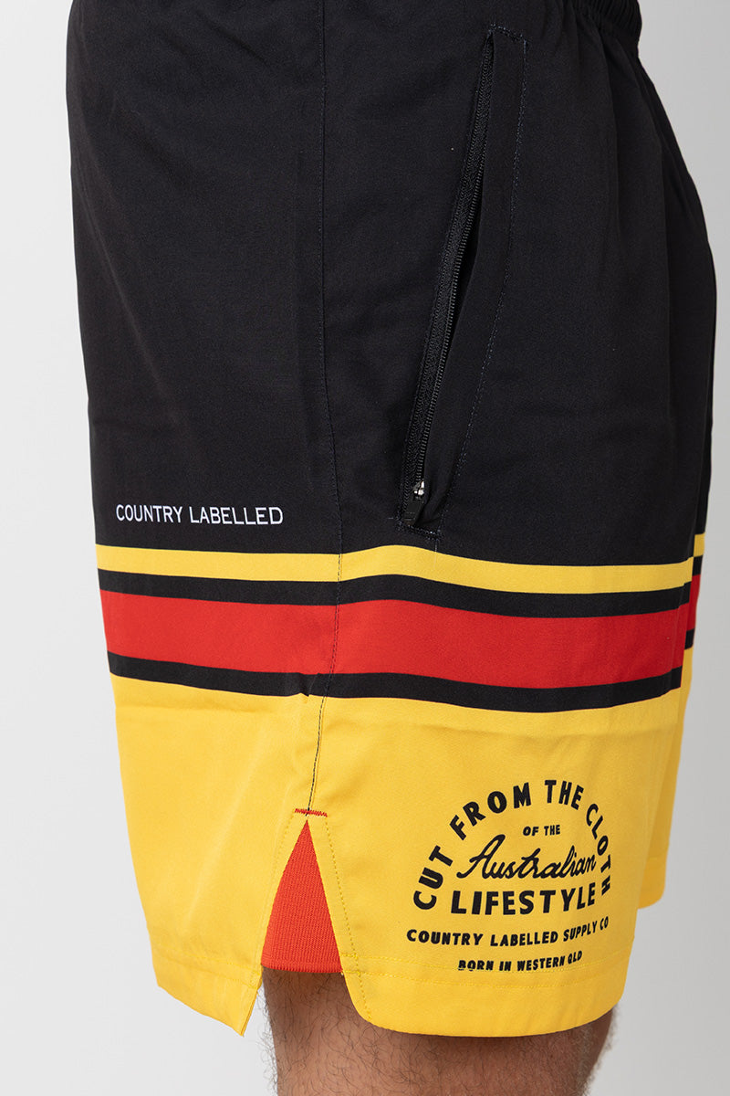 Training Shorts - Bundy Rum - Black - Red - Yellow