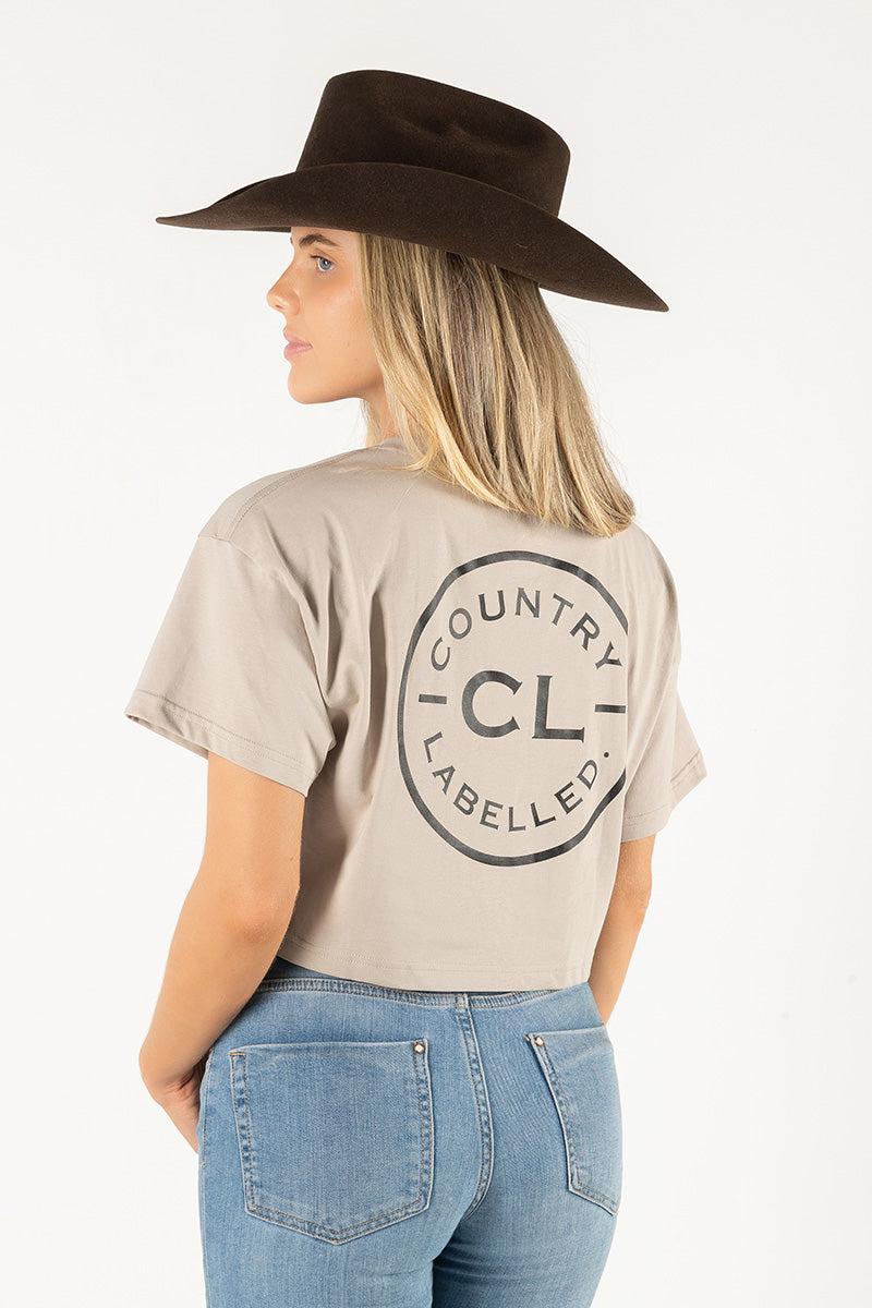 Women's Classic Signature CL Crop T Shirt - Mushroom - Black Logo