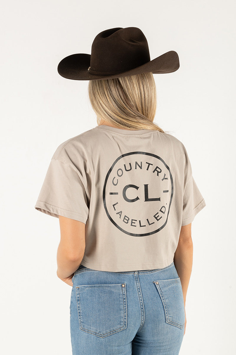 Women's Classic Signature CL Crop T Shirt - Mushroom - Black Logo