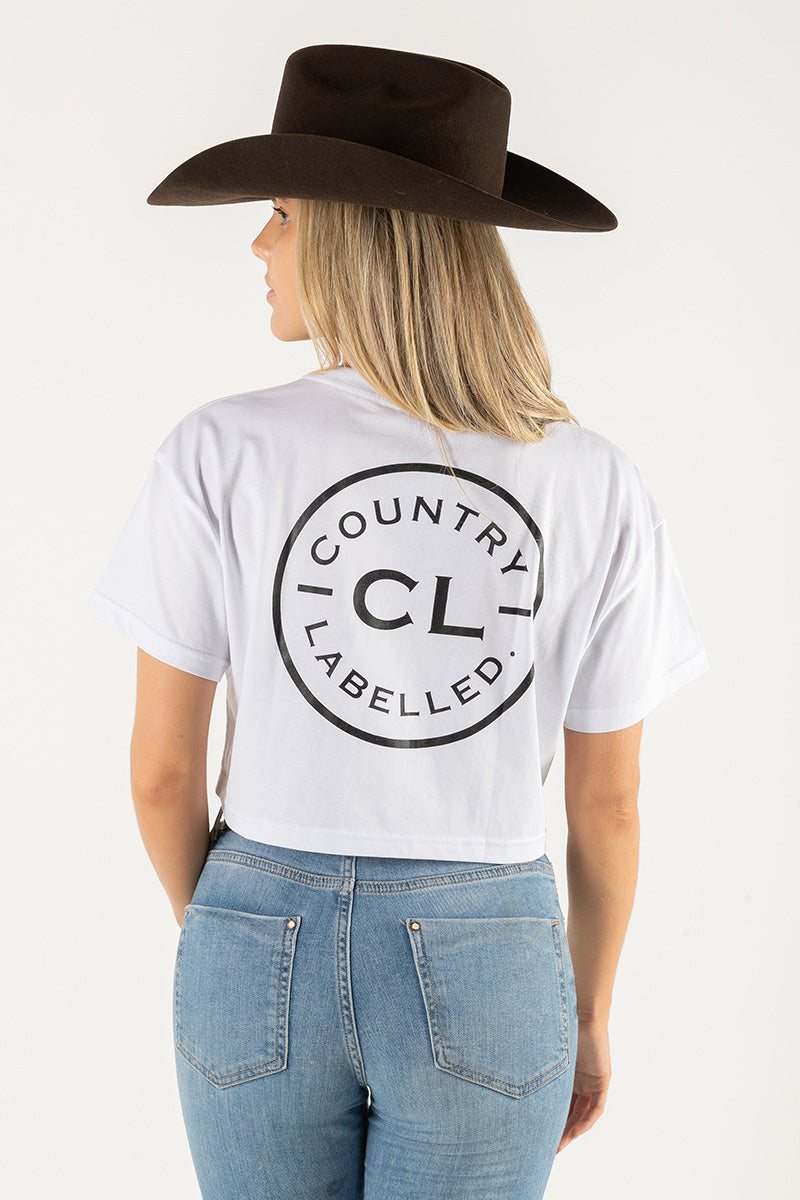 Women's Classic Signature CL Crop T Shirt - White - Black Logo
