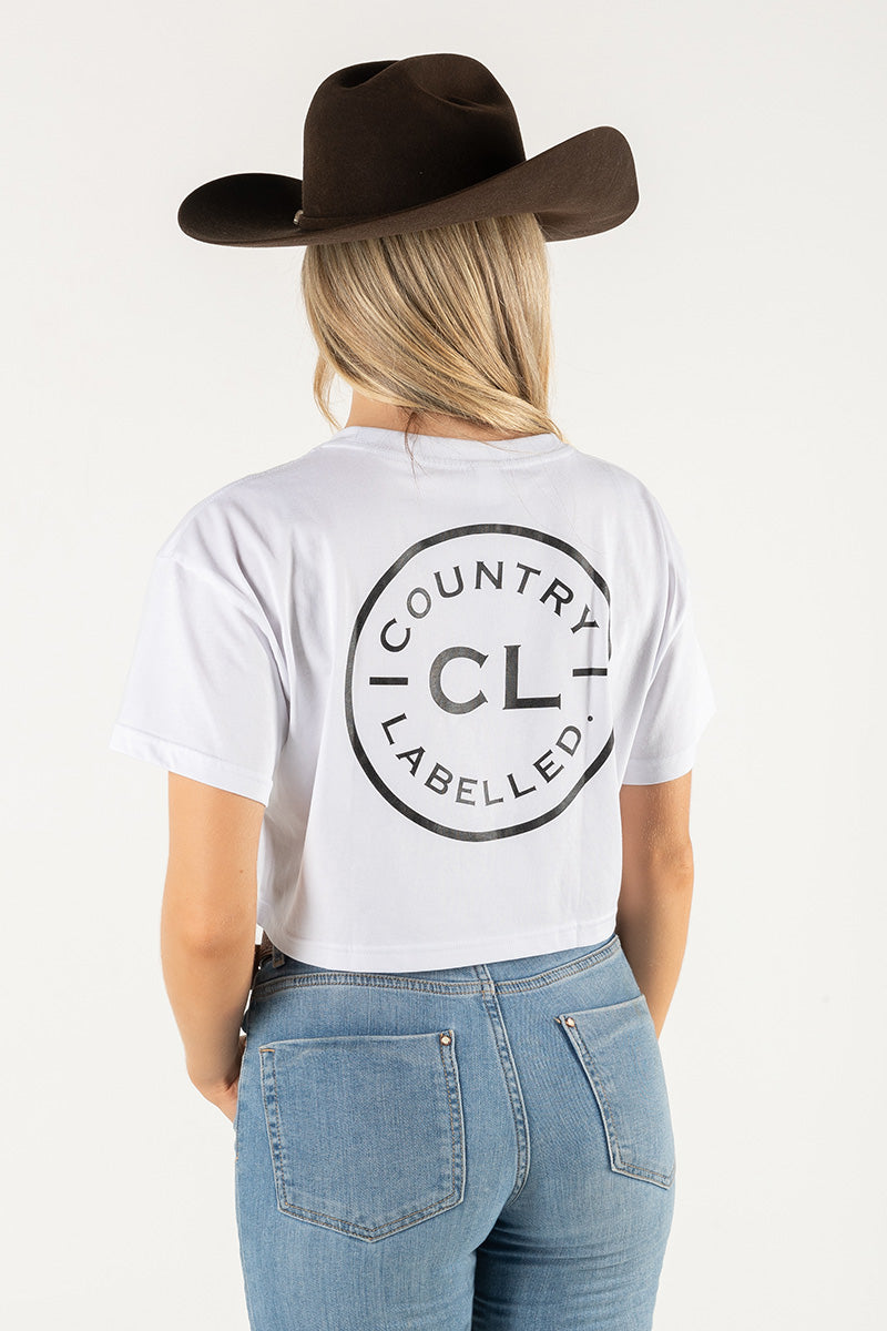 Women's Classic Signature CL Crop T Shirt - White - Black Logo