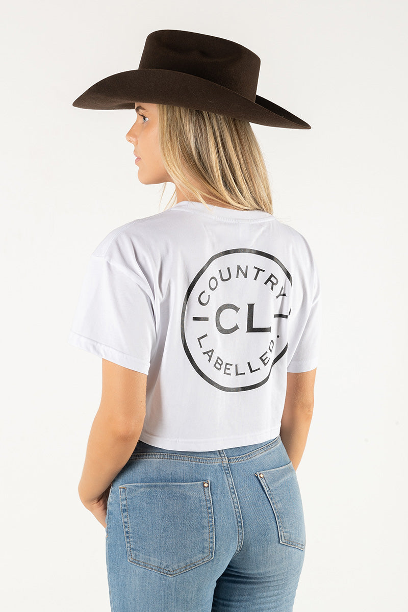 Women's Classic Signature CL Crop T Shirt - White - Black Logo