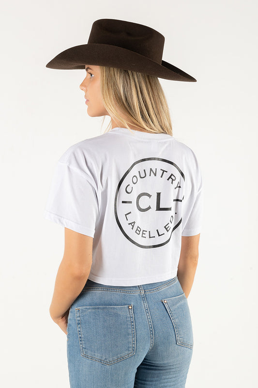 Women's Classic Signature CL Crop T Shirt  - White - Black Logo