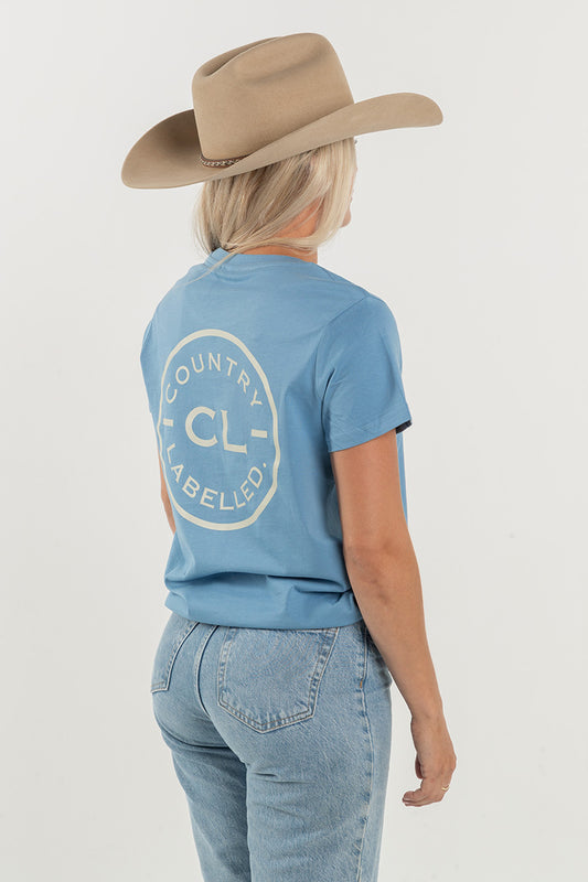 Women's Classic Signature CL T Shirt  - Carolina Blue - Cream Logo