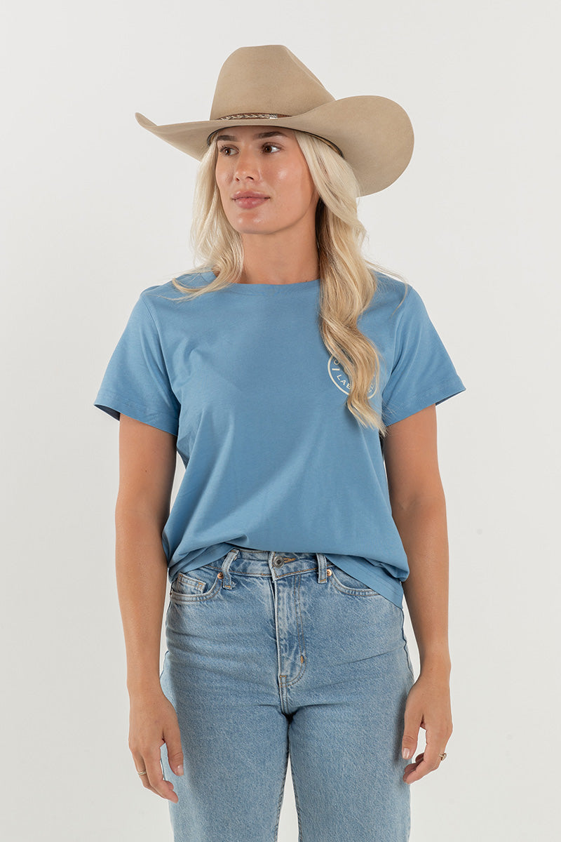 Women's Classic Signature CL T Shirt - Carolina Blue - Cream Logo