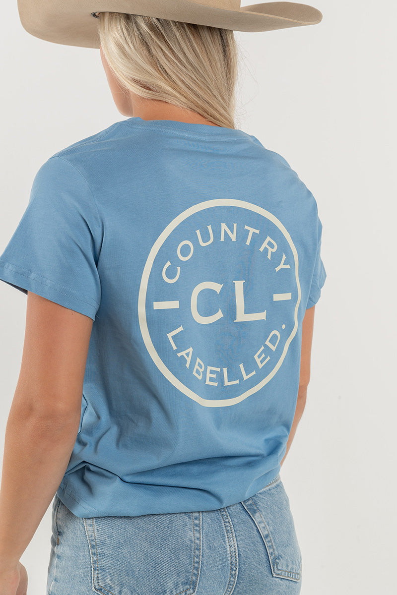 Women's Classic Signature CL T Shirt - Carolina Blue - Cream Logo