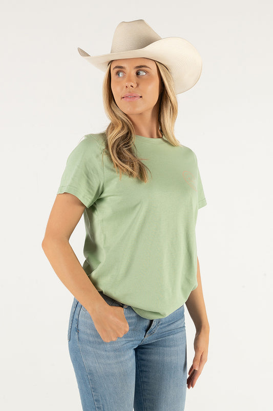 Women's Classic Signature CL T Shirt  - Sage - Natural Logo Version 2