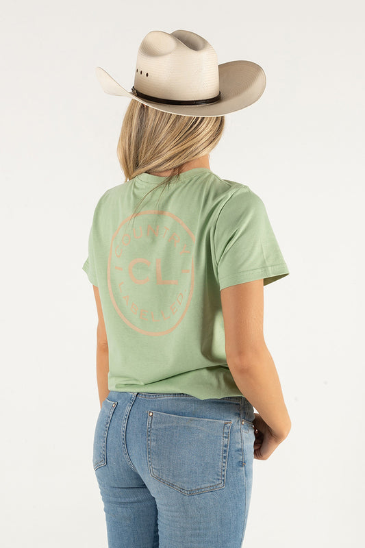 Women's Classic Signature CL T Shirt  - Sage - Natural Logo Version 2