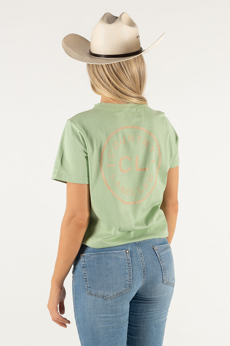 Women's Classic Signature CL T Shirt - Sage - Natural Logo Version 2