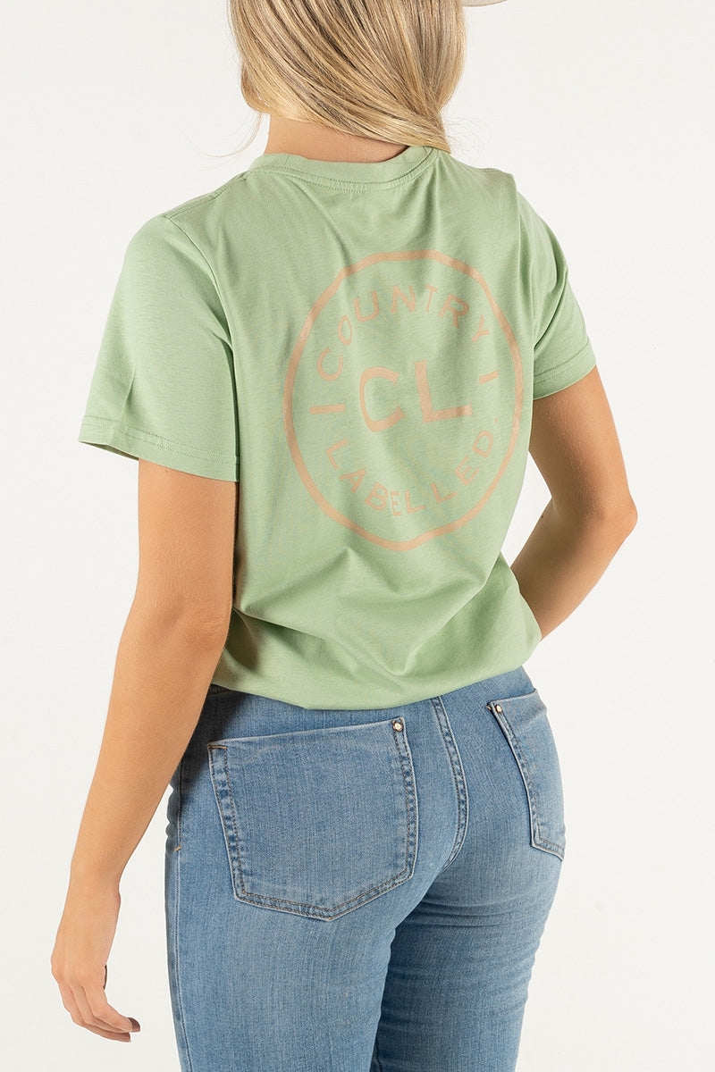 Women's Classic Signature CL T Shirt - Sage - Natural Logo Version 2
