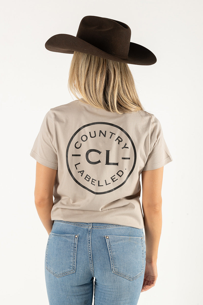 Women's Classic Signature CL T Shirt - Mushroom - Black Logo - Version 2