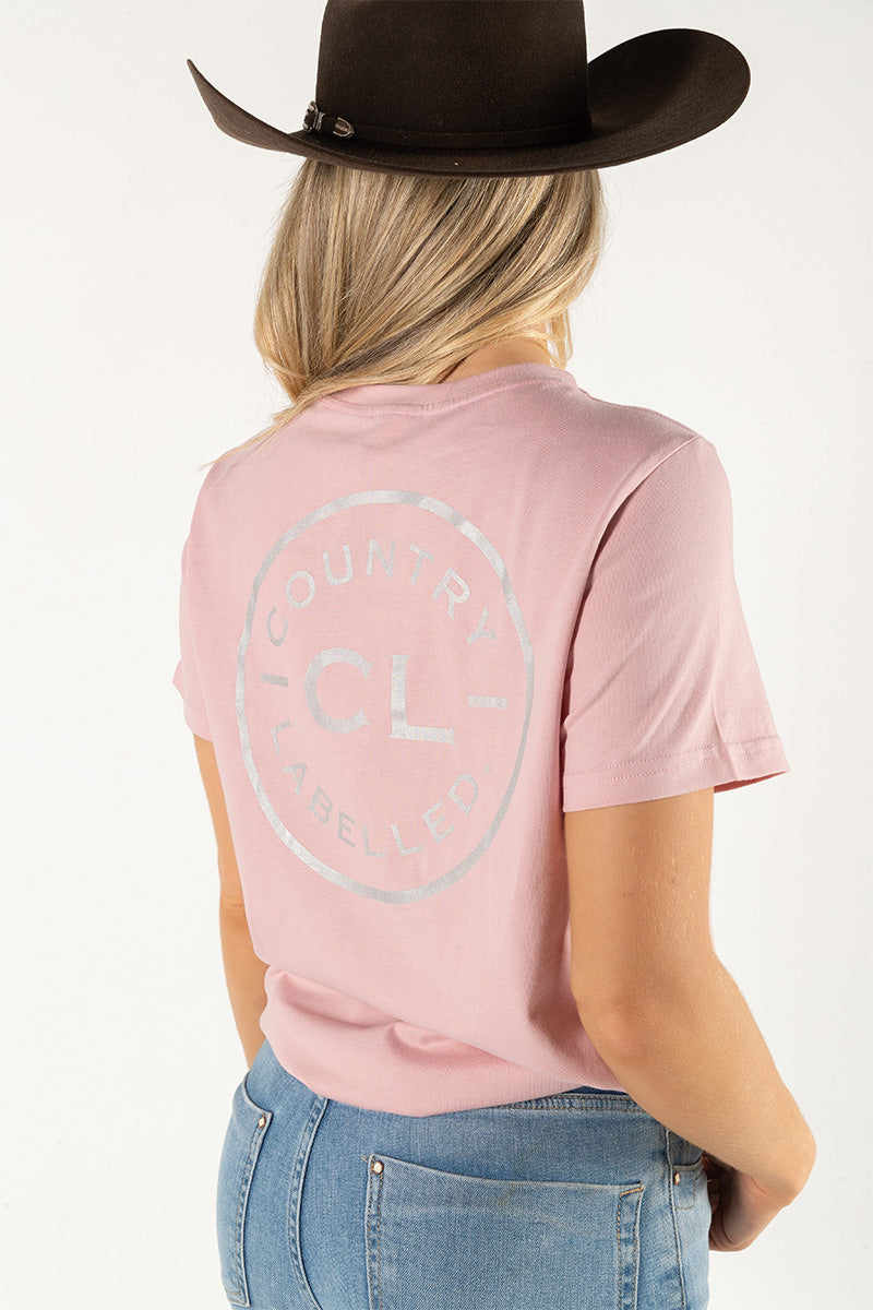 Women's Classic Signature CL T Shirt - Pale Pink - Silver Logo