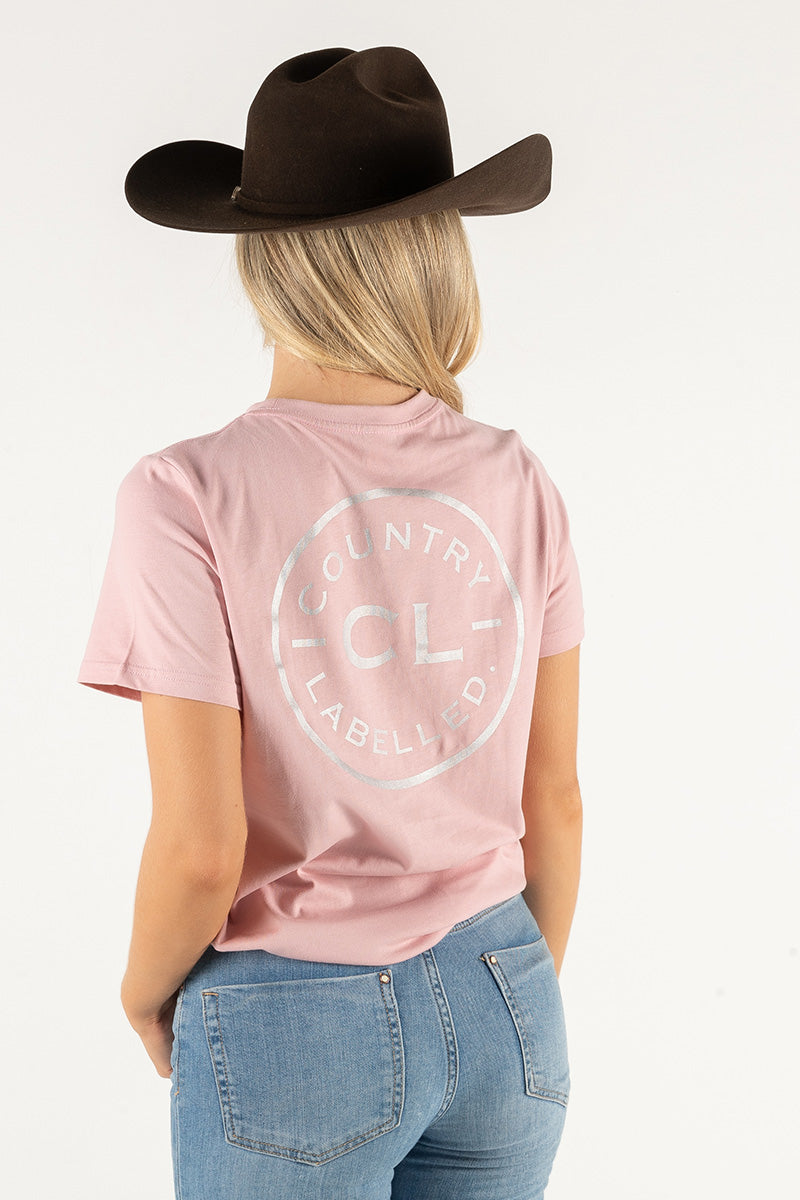 Women's Classic Signature CL T Shirt - Pale Pink - Silver Logo