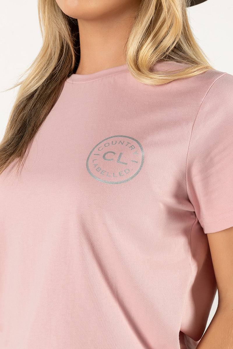 Women's Classic Signature CL T Shirt - Pale Pink - Silver Logo