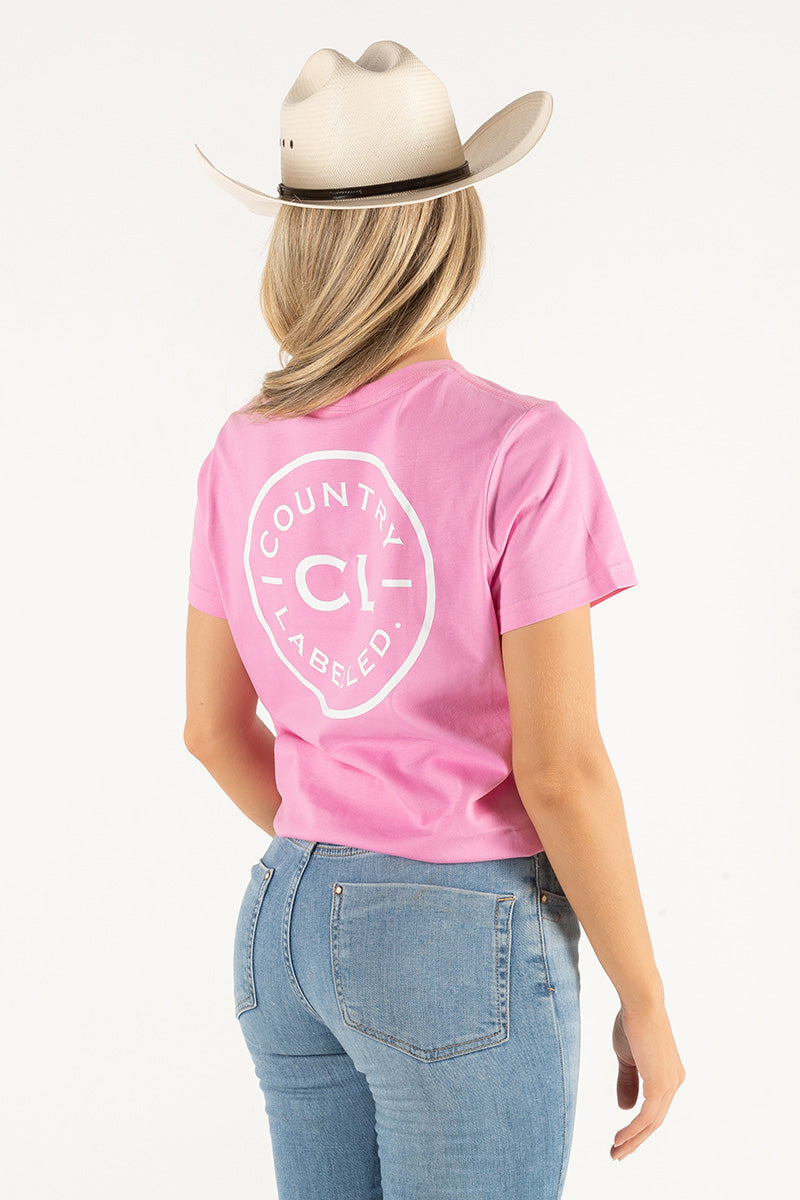 Women's Classic Signature CL T Shirt - Bubblegum - White Logo