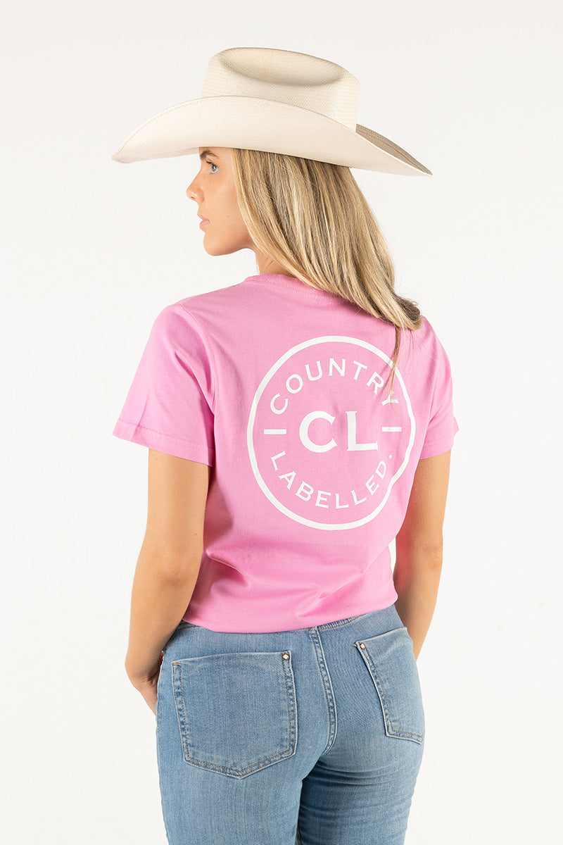 Women's Classic Signature CL T Shirt - Bubblegum - White Logo