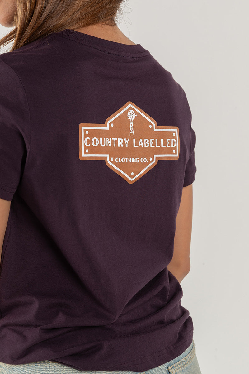 Women's Classic Signature CL T Shirt  - Plum - Windmill Logo