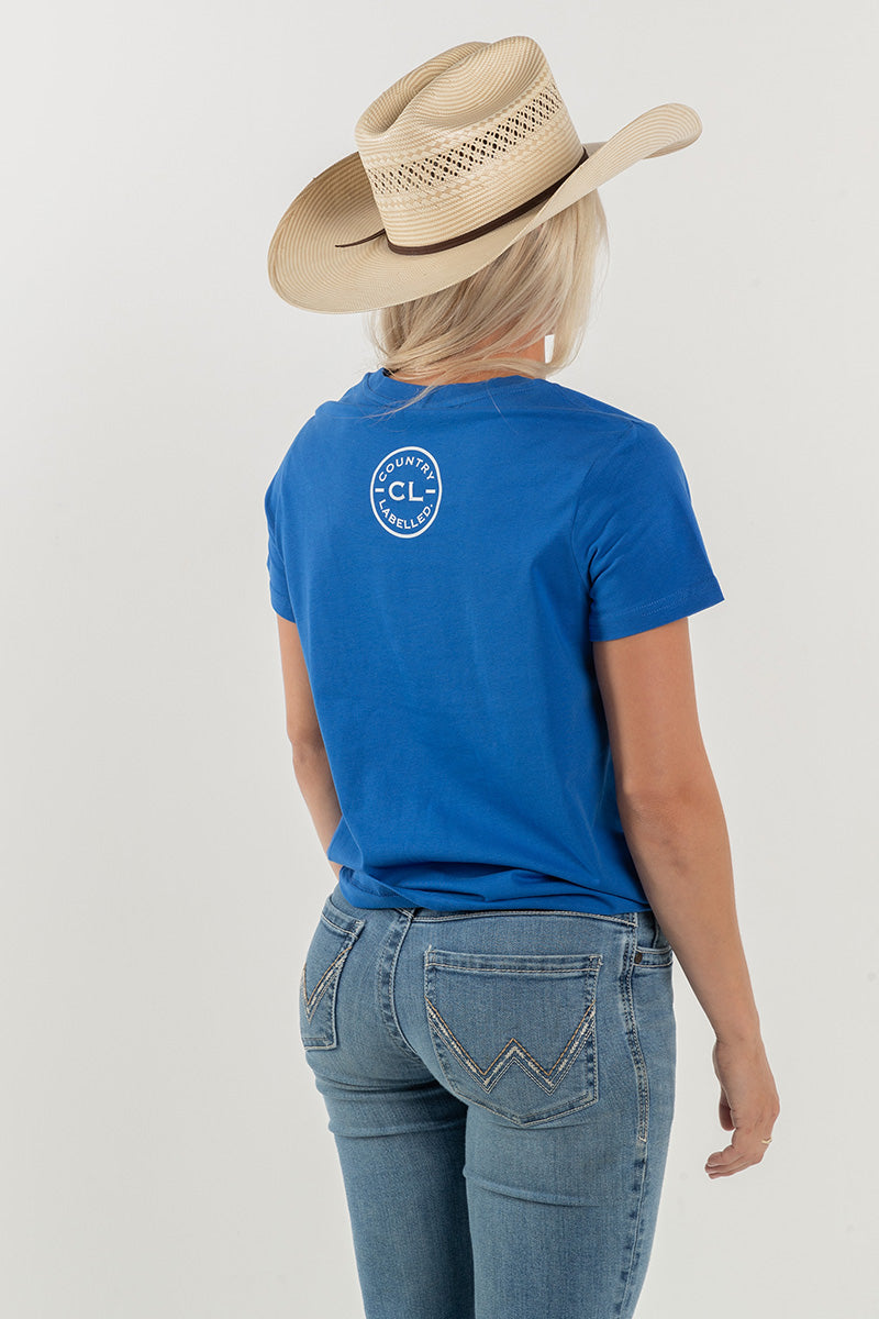 Women's Classic Signature CL T Shirt  - Royal Blue - Cowgirl All Day Logo