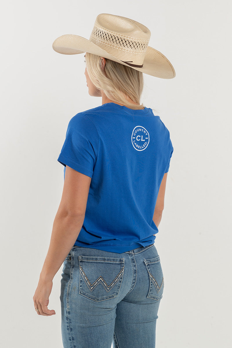 Women's Classic Signature CL T Shirt - Royal Blue - Cowgirl All Day Logo