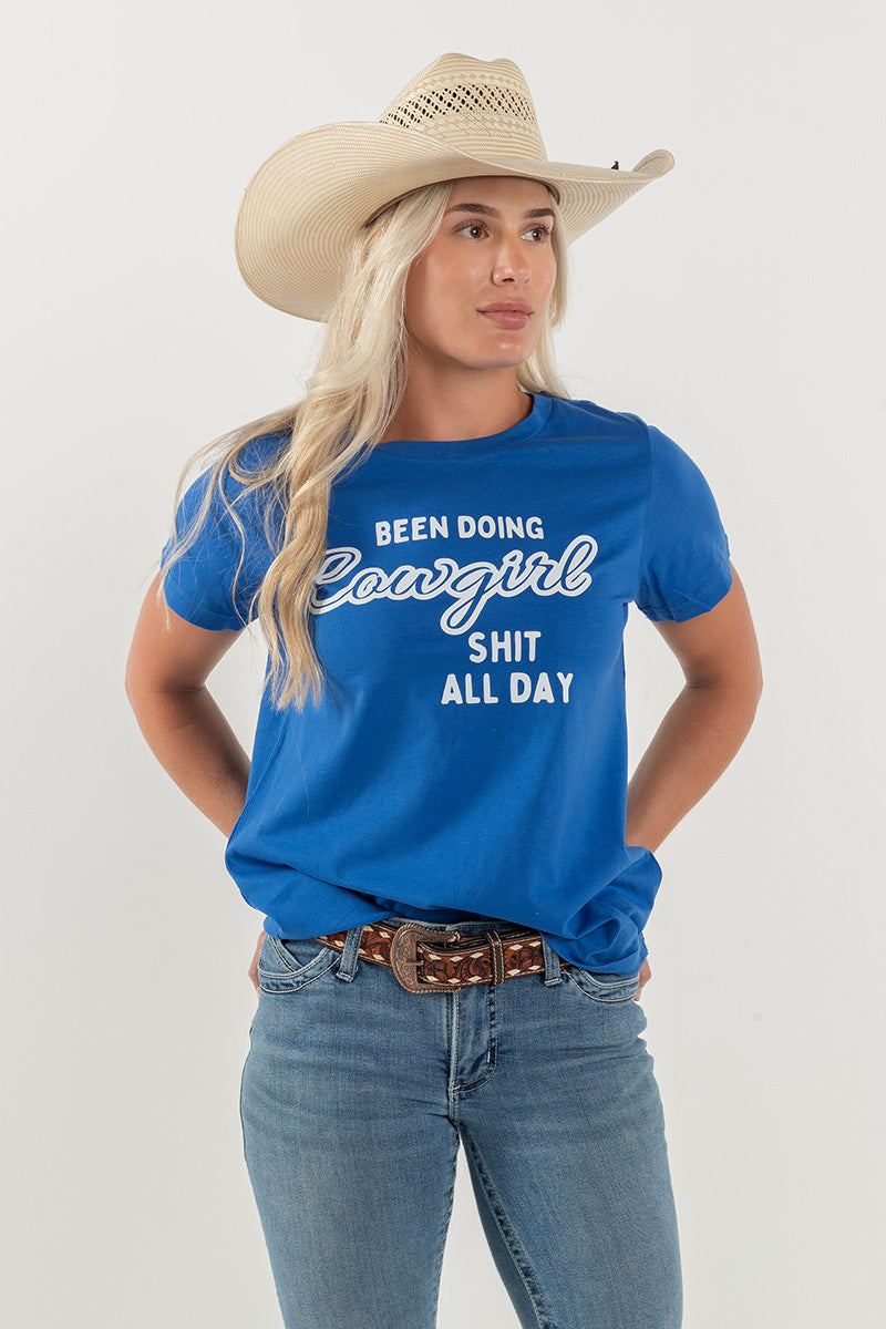 Women's Classic Signature CL T Shirt - Royal Blue - Cowgirl All Day Logo