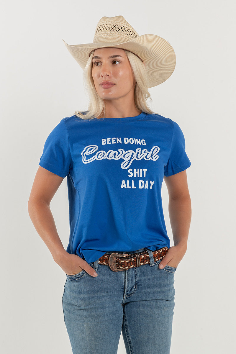 Women's Classic Signature CL T Shirt - Royal Blue - Cowgirl All Day Logo