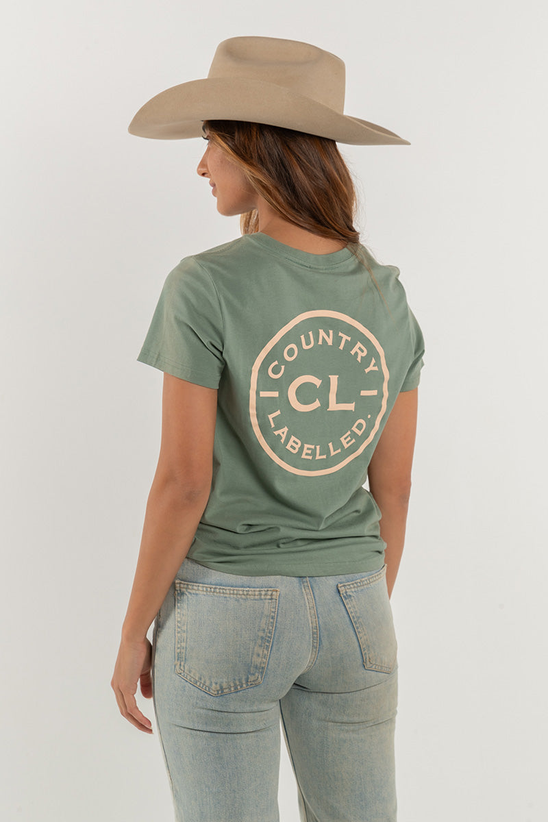 Women's Classic Signature CL T Shirt  - Sage - Natural Logo