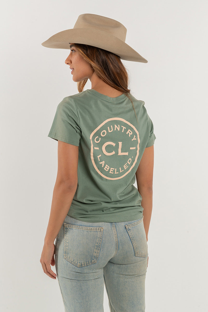 Women's Classic Signature CL T Shirt - Sage - Natural Logo