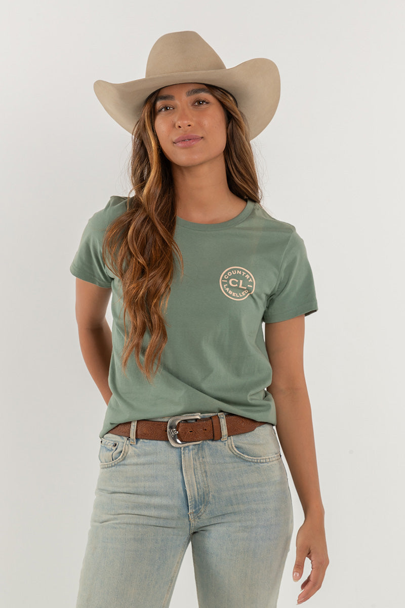 Women's Classic Signature CL T Shirt  - Sage - Natural Logo