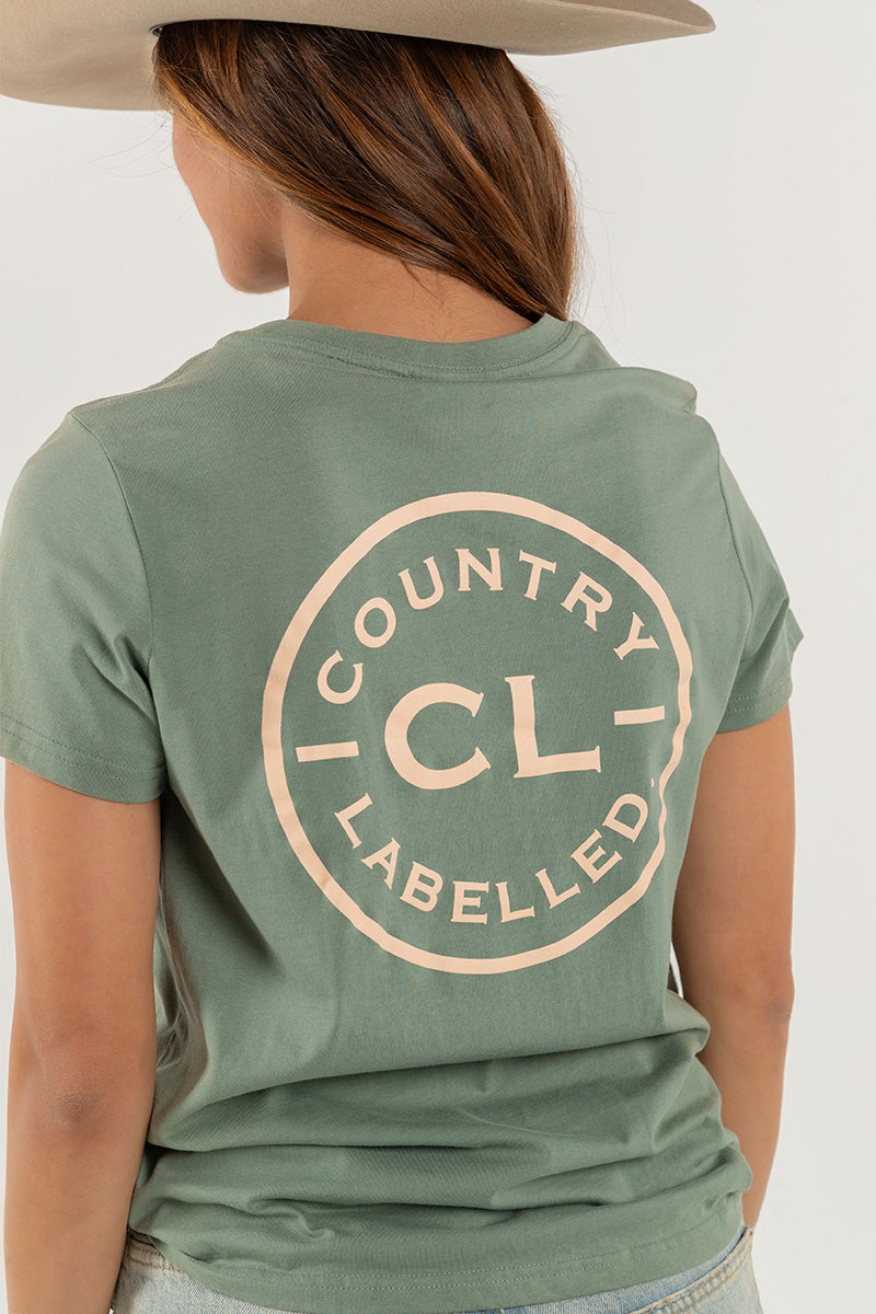 Women's Classic Signature CL T Shirt  - Sage - Natural Logo