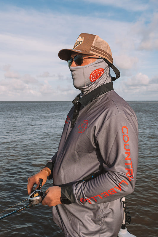 Fishing Mask - Storm Grey - Red Logo